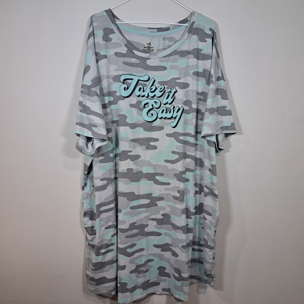 Secret Treasures Camouflage "Take It Easy" Women's Plus  2X/3X Sleep Shirt